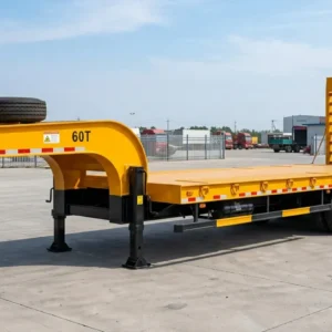 60-Ton Lowbed Semi-Trailer 3-Axle Heavy Machinery Transport Shandong TK
