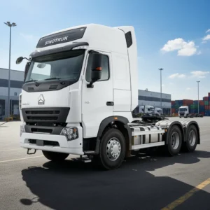 Sinotruk HOWO A7 6x4 tractor head 420HP, white cab, at a freight logistics depot