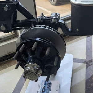 Semi-trailer trailing-arm air suspension assembly with air spring, hanger, disc brake and hub