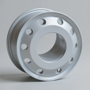 Tubeless steel truck wheel rim 22.5 × 11.75, silver powder coat, for 385/65R22.5, 385/55R22.5 tyres